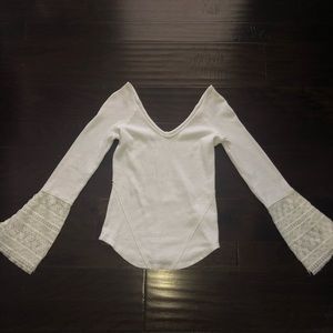 Free people white thermal lace bell sleeve
